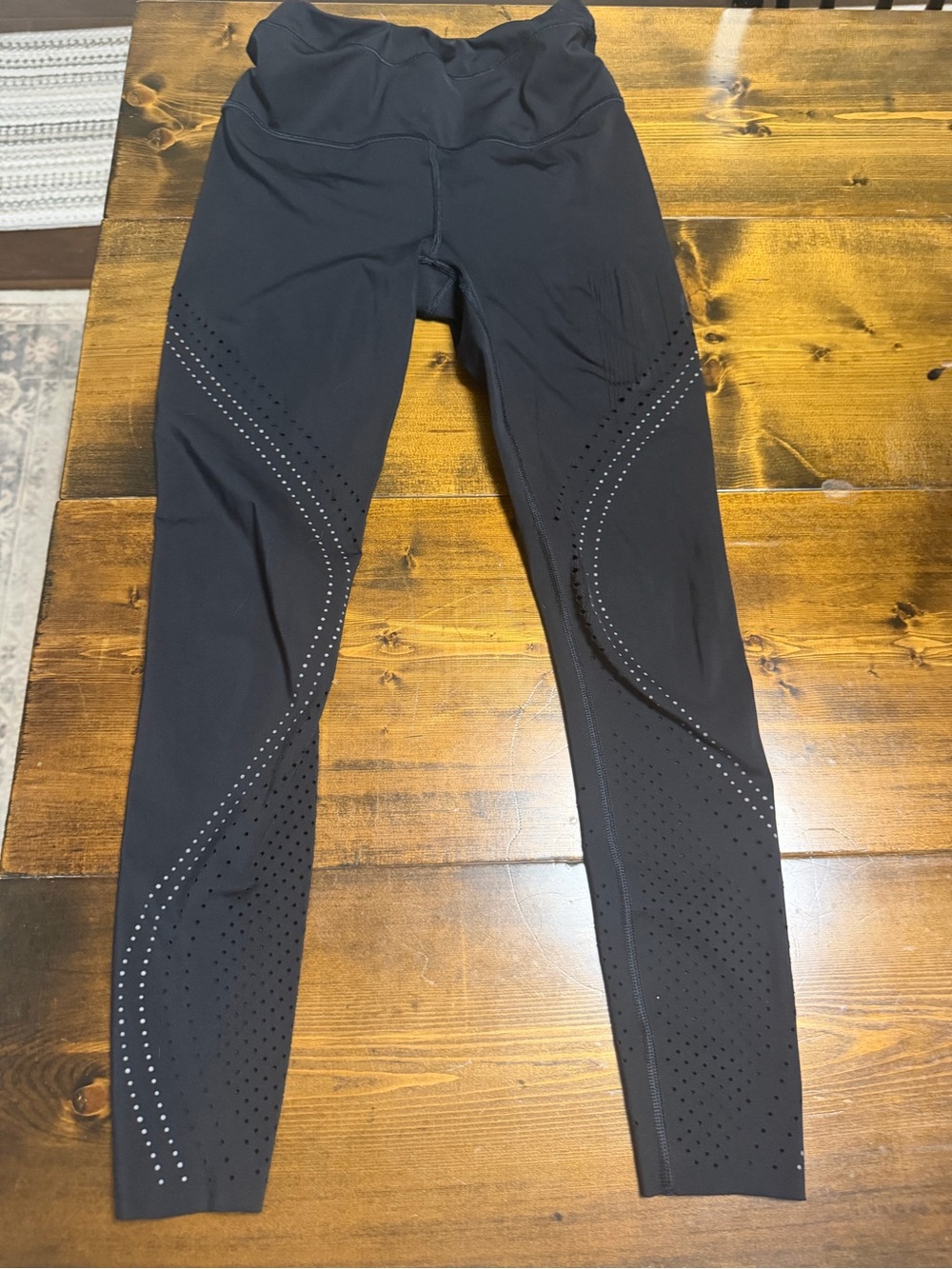 Athleta Black Leggings with Reflective Dot Accents